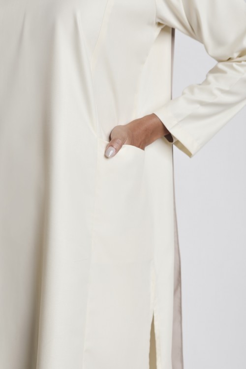 Jenna Women Cotton Panel Pocket Tunic Off White